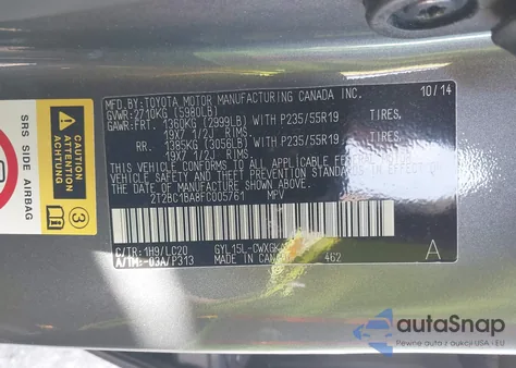 2015 Lexus Rx 450H from USA, damaged, VIN 2T2BC1BA8FC005761